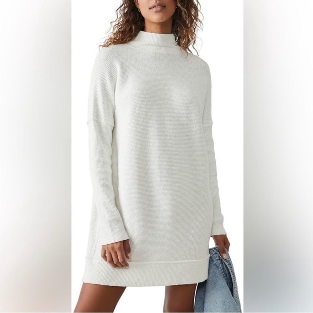 We The Free Cream Casey Mock Neck Tunic Sweater
